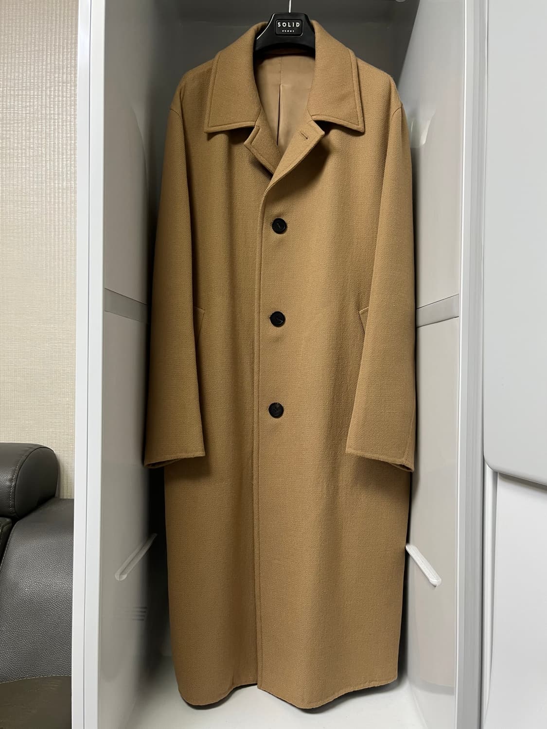 솔리드옴므 베이지 트윌 발마칸 로브 코트 50사이즈 상품이미지1