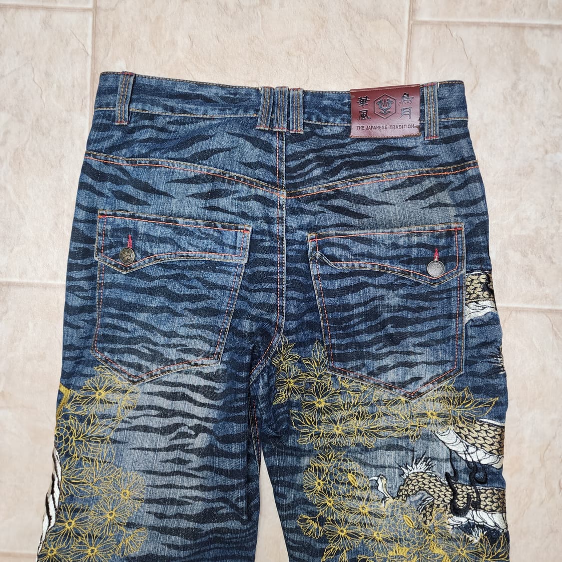 화조풍월 오리엔탈 용호상박 이레즈미 자수 데님팬츠 상품이미지5