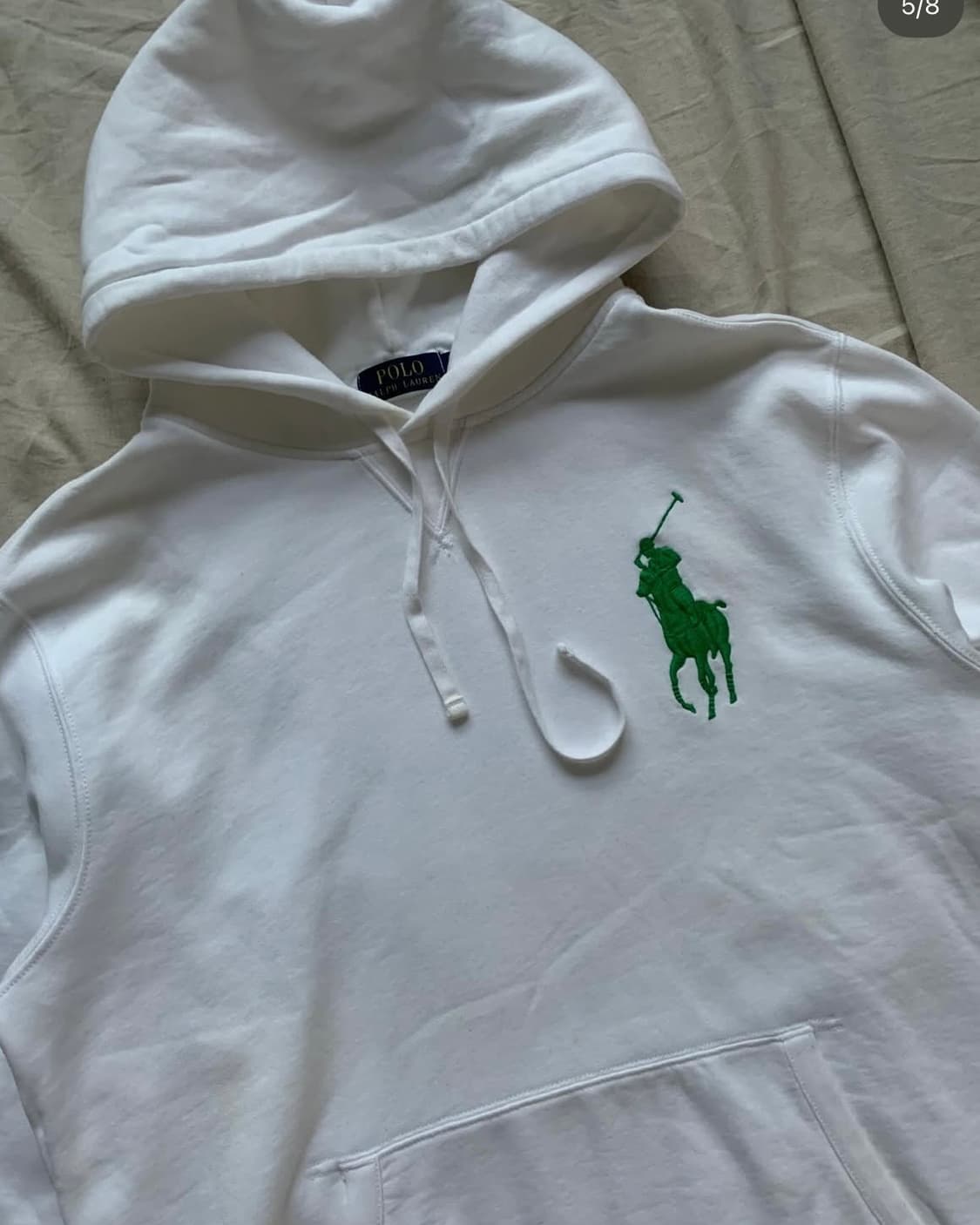 폴로 랄프로렌 빅포니로고 그린 화이트 후드티 대장급 상품이미지5