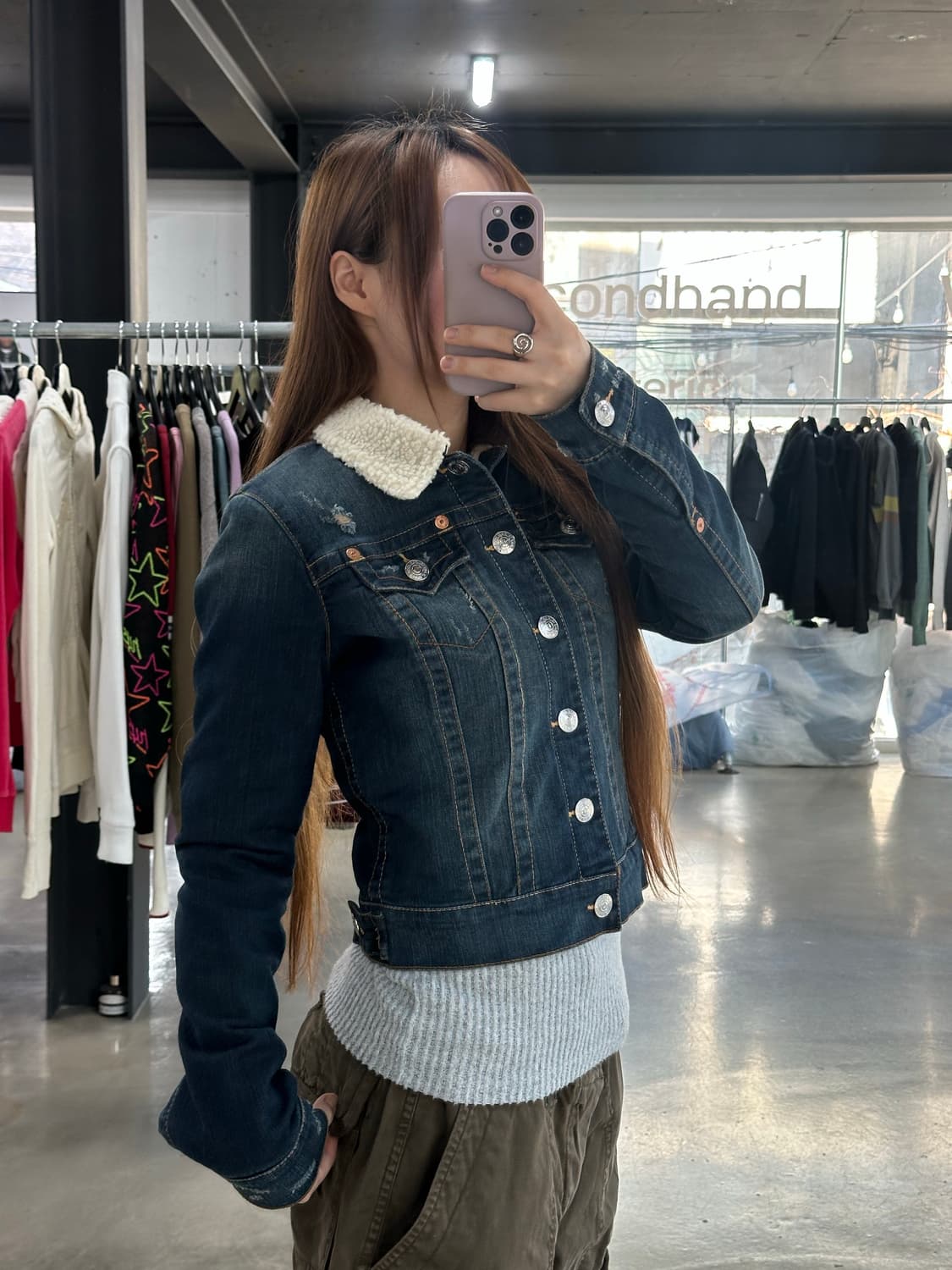 트루릴리젼 에밀리 쉐르파 양털 퍼 데님자켓 상품이미지4