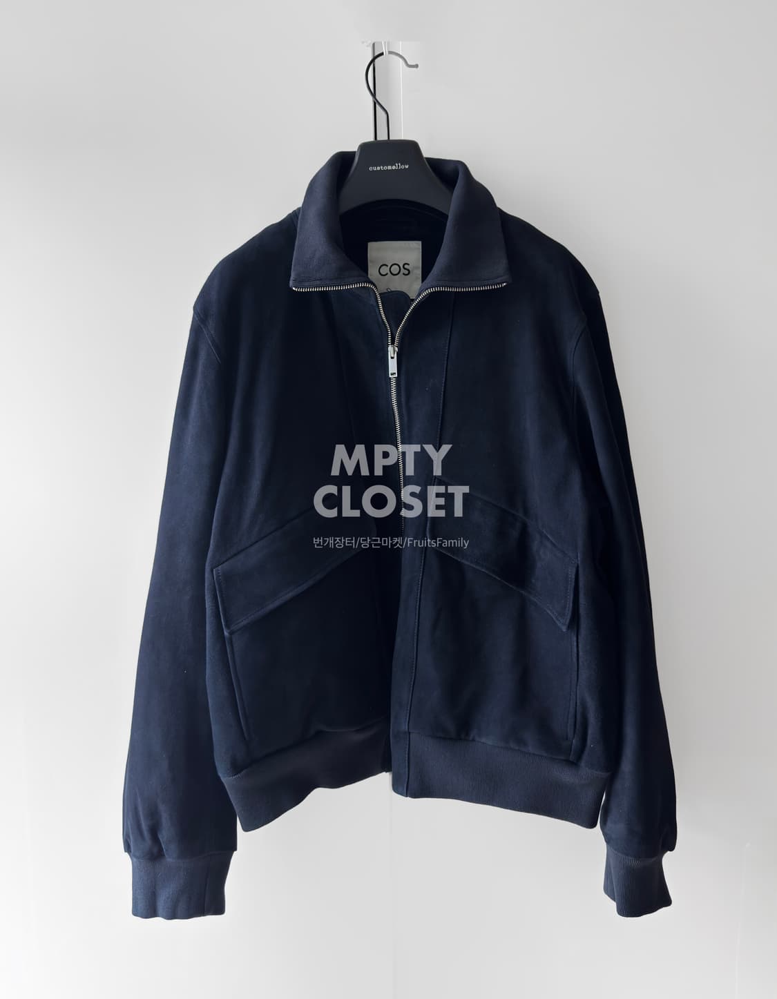 [M] COS 컬렉션 하이넥 스웨이드 플라이트 자켓 네이비 상품이미지2