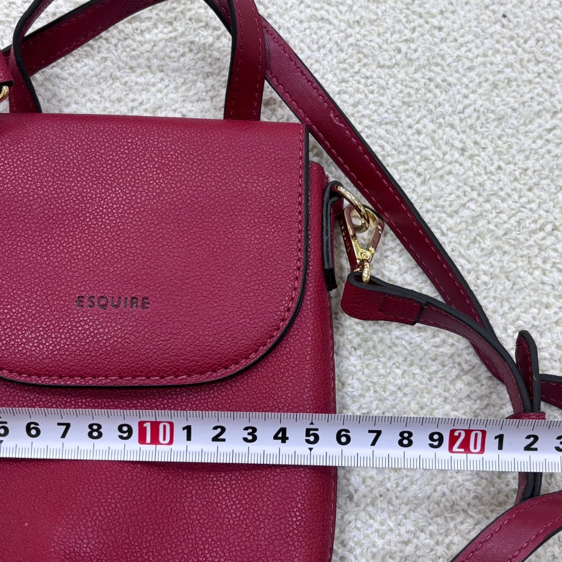 F 에스콰이어 자주색 가죽 미니백 0407E2 상품이미지4