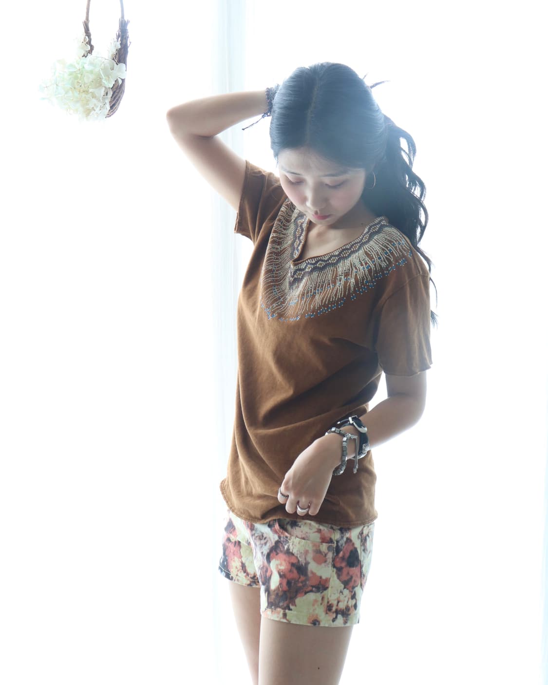 [Kapital] Beads V-Neck T-Shirt (Brown) 상품이미지5