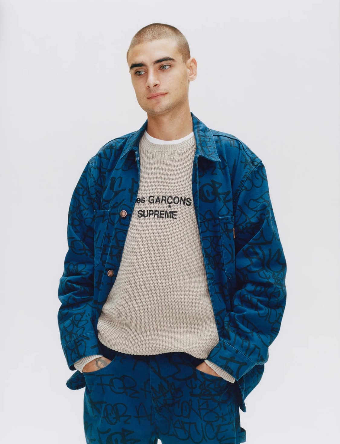 18FW 슈프림 꼼데가르송 shirt 스웨터 TAN L size 상품이미지1