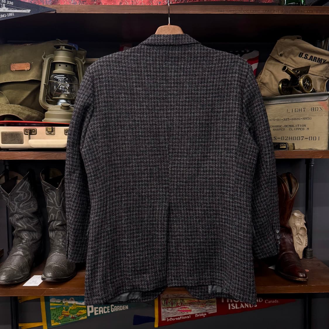 해리스 트위드 하운드 투스 체크 패턴 퓨어 울 스포츠 코트 블레이져 상품이미지2