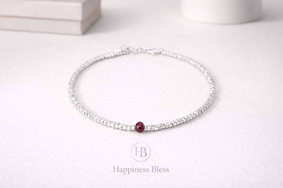 925실버 가넷 포인트 팔찌 상품이미지1