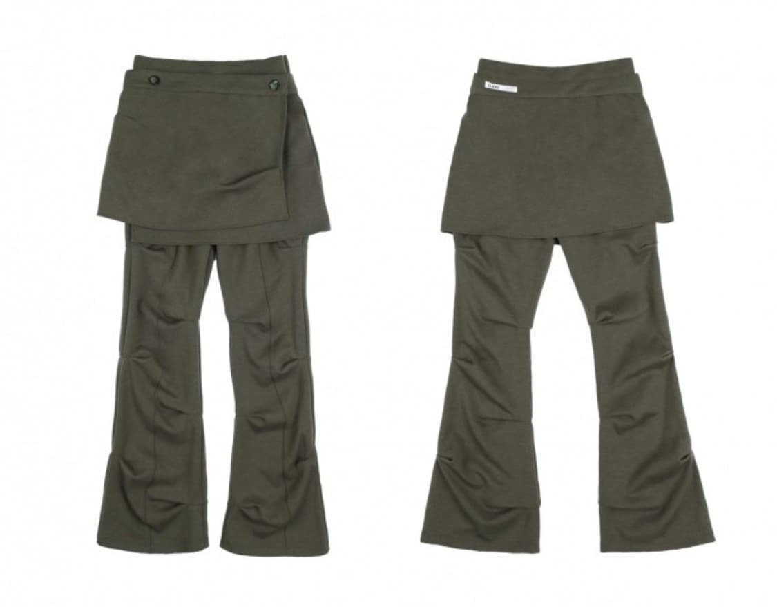 Wrap over Tuck Pants / Khaki 오호스 치마바지 상품이미지1