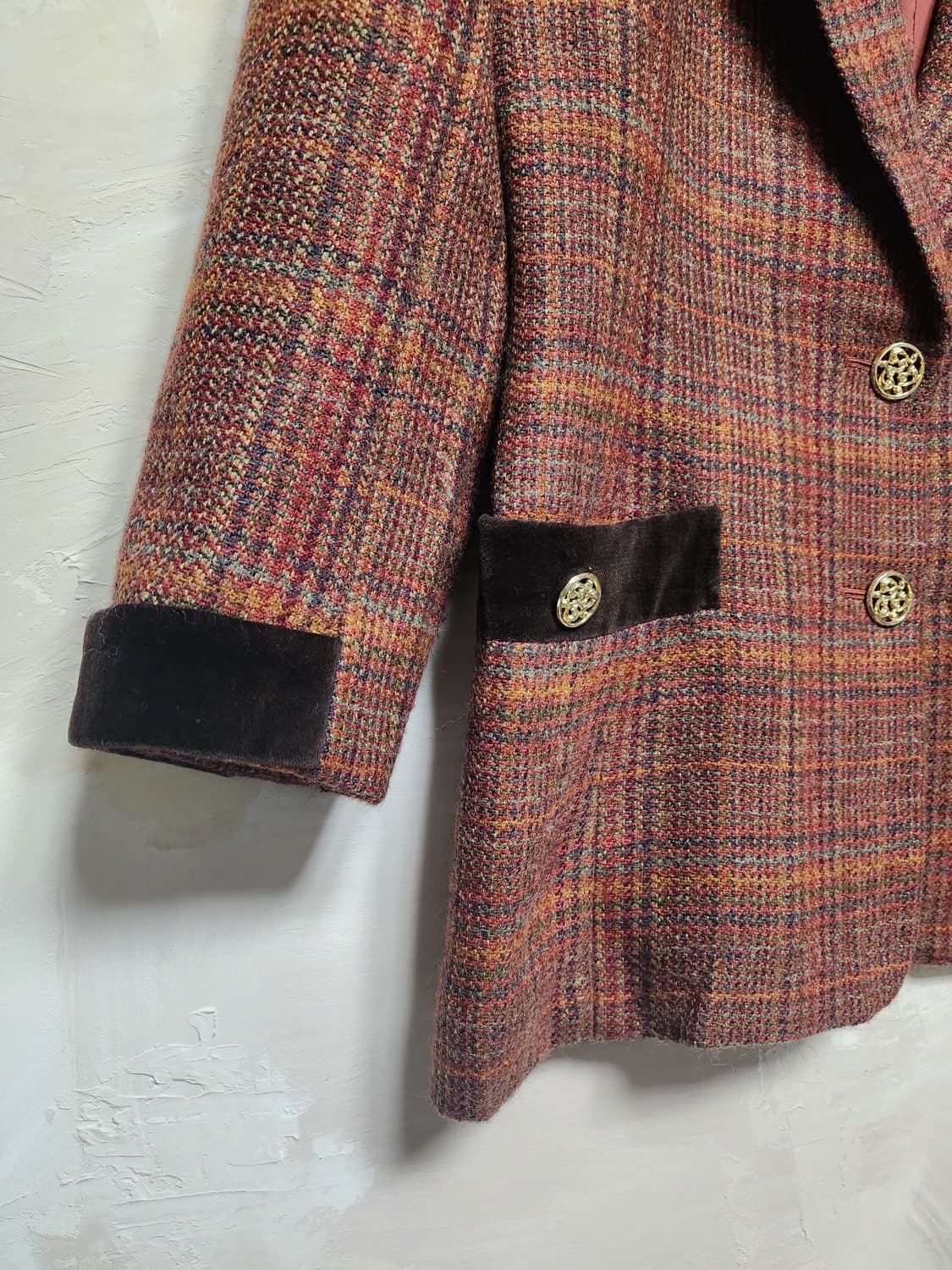 울 100% 체크 패턴 자켓 상품이미지3