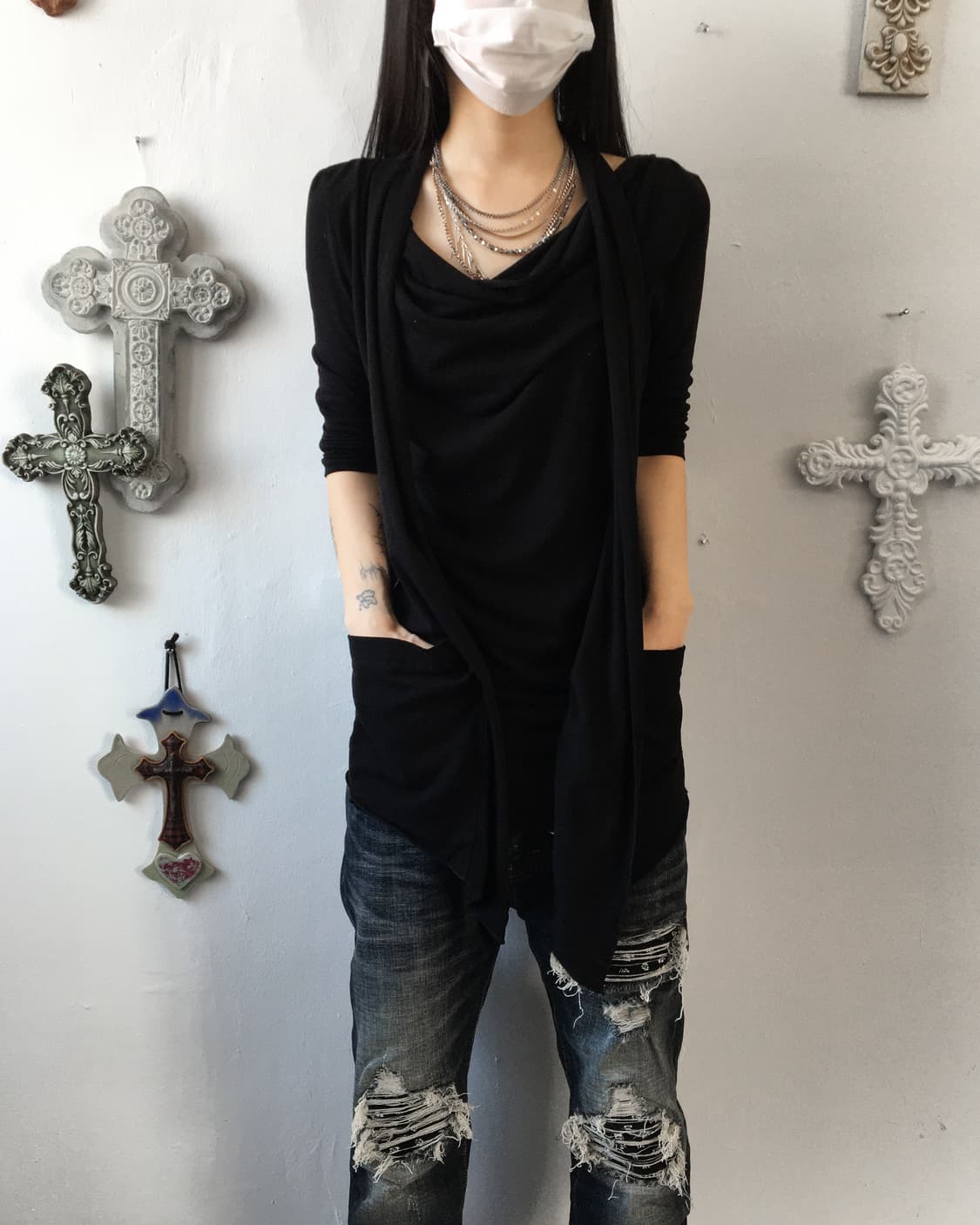 Drape layered point sleeve 상품이미지1