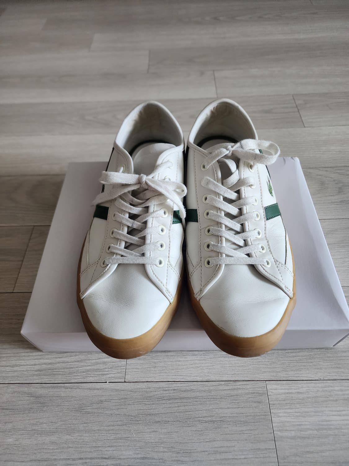 무료배송)) 라코스테 흰색 스니커즈 그린 스트라이프 상품이미지3