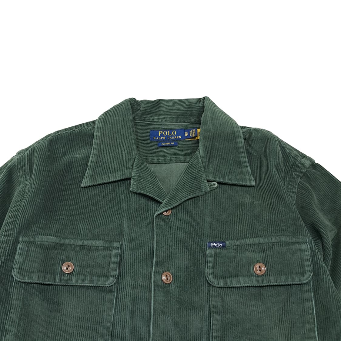 CK026 XS 폴로 QR인증 코듀로이 포레스트그린 워크 셔츠 남방 상품이미지2