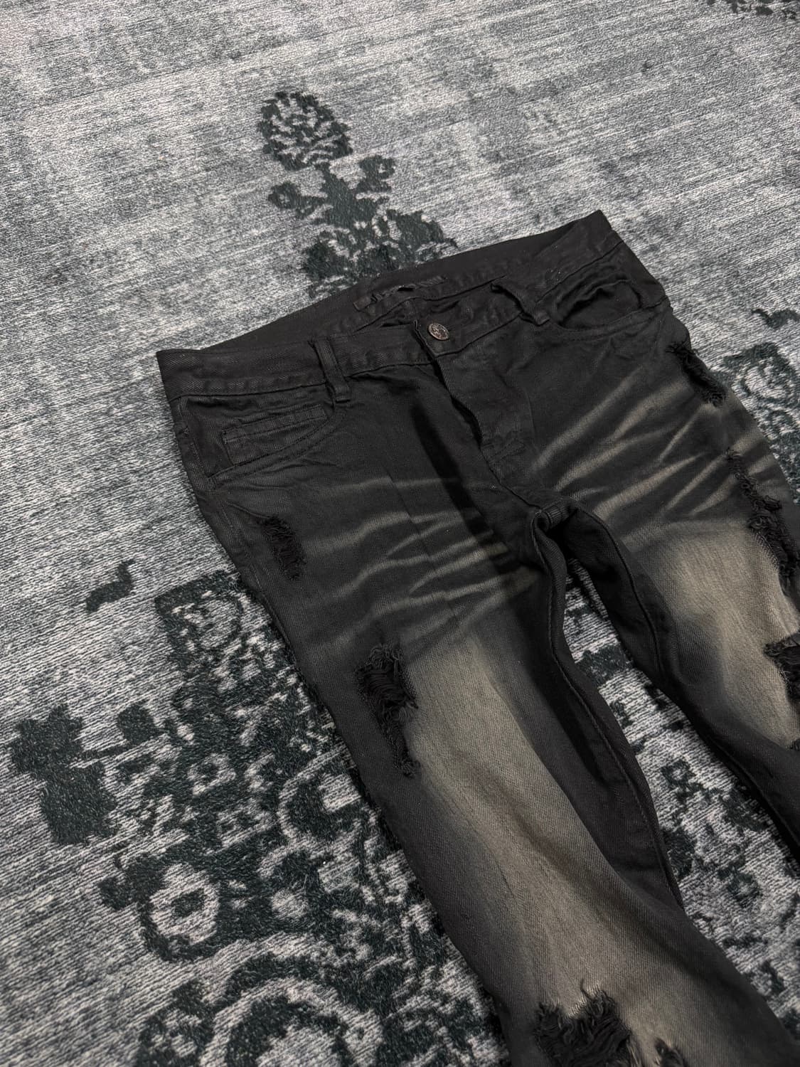 No id hard crashed black washing denim p 상품이미지3