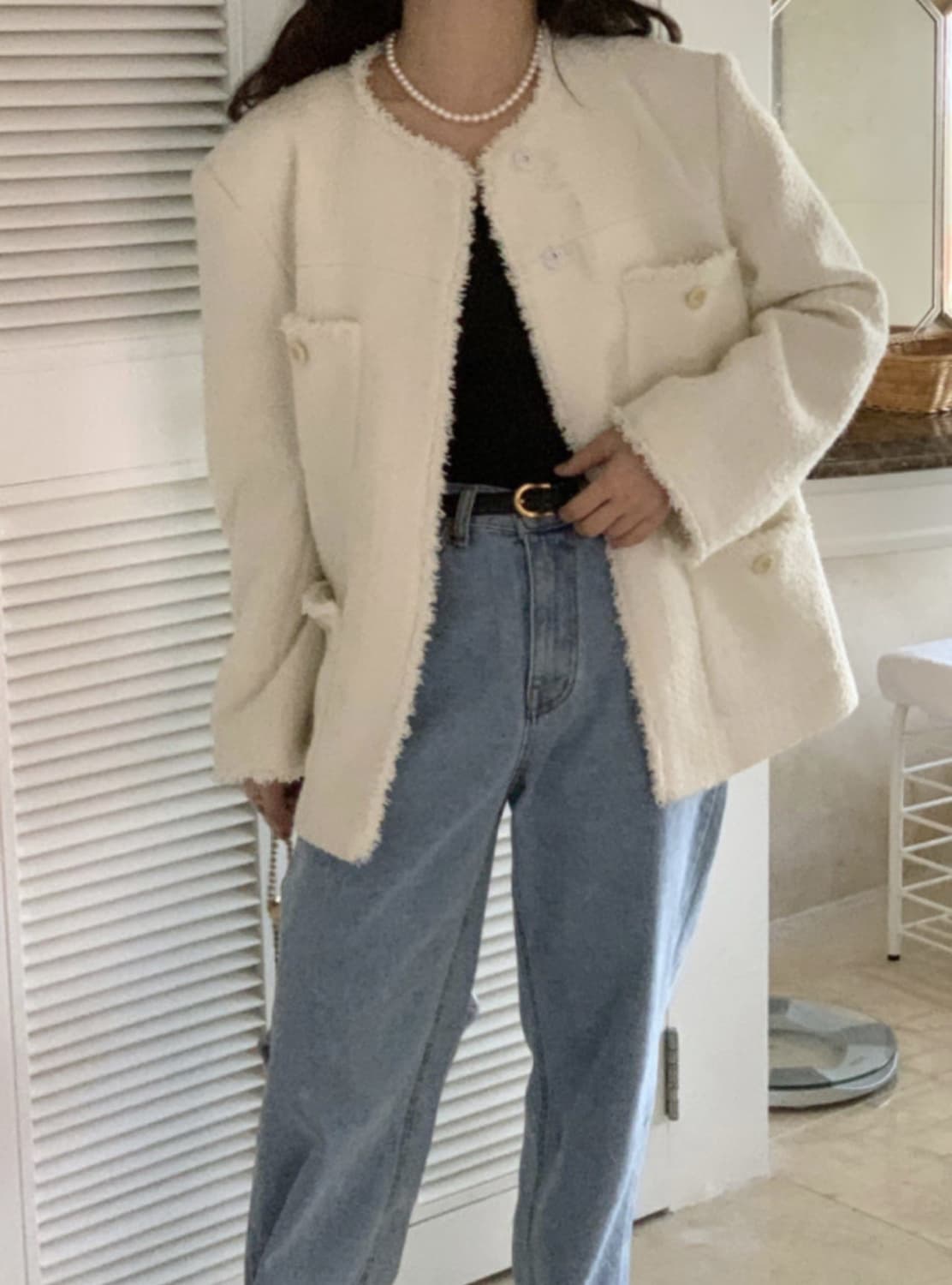 위드아웃썸머 페퍼 트위드 자켓 아이보리 상품이미지1