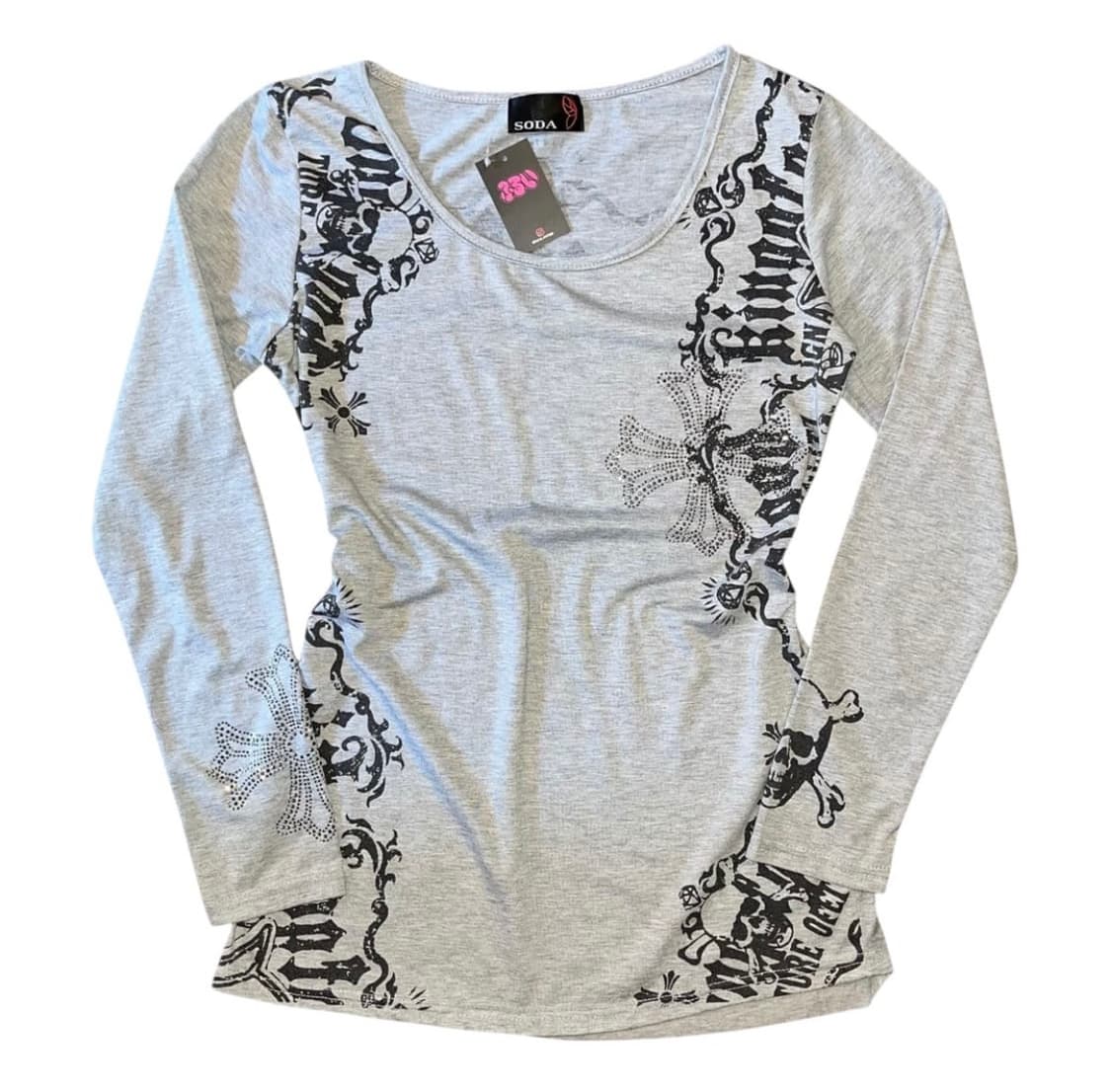 글리츠깔 빈티지 펑크 십자가 프린팅 긴팔티 롱슬리브 상품이미지2