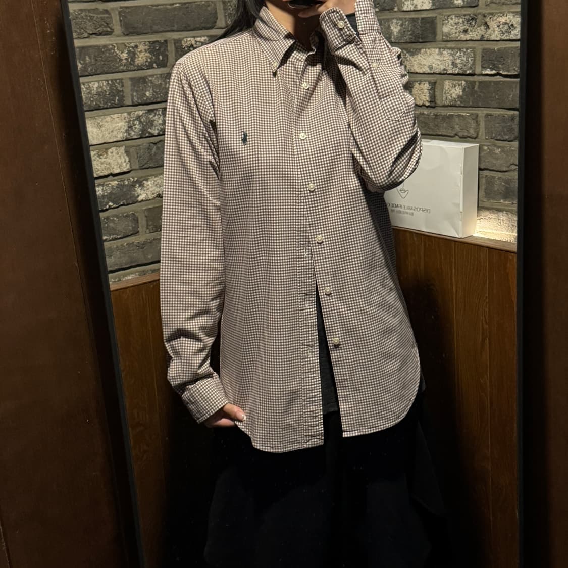 M) 폴로 랄프로렌 클래식 옥스포드 브라운 깅엄 체크 셔츠 Z34 상품이미지8