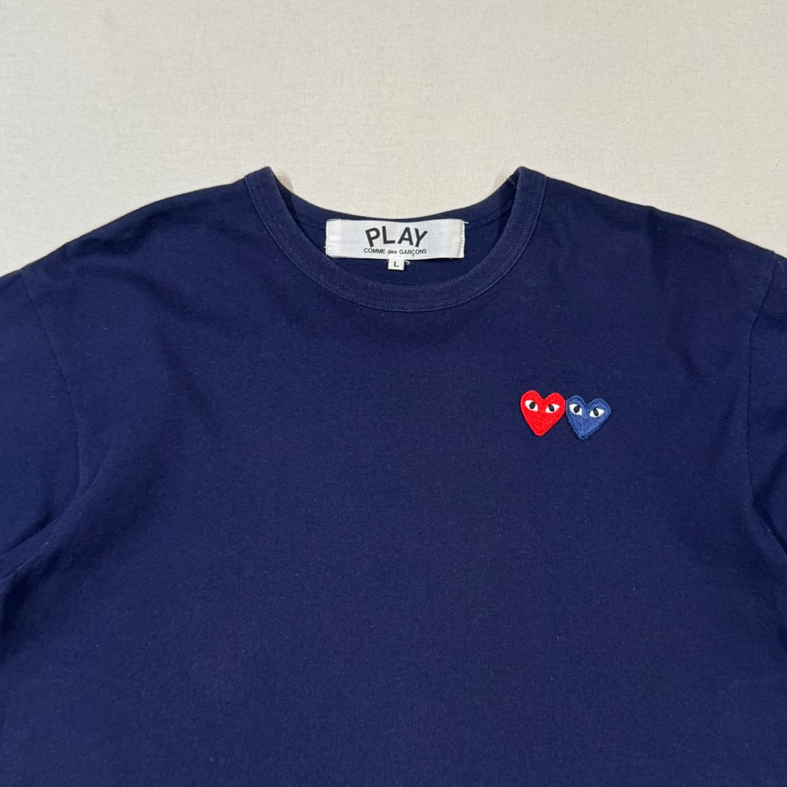 L) 꼼데가르송 플레이 더블 와펜 숏 슬리브 반팔 티셔츠 정품 상품이미지3