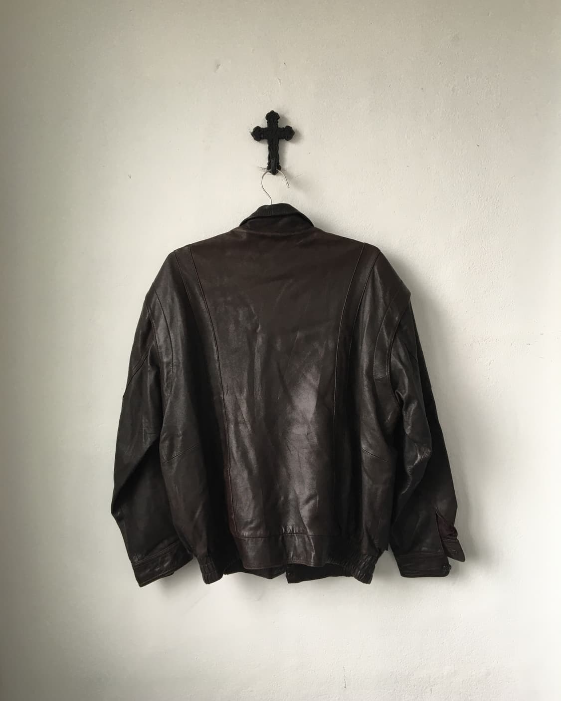 Leather bomber brown jacket 상품이미지3