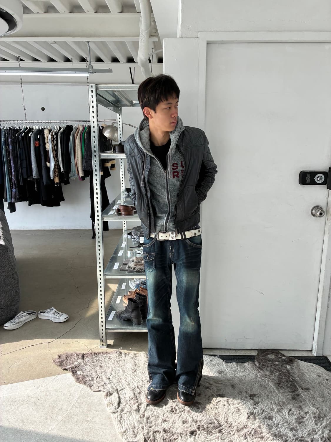 조르지오 브라토 워시드 퀄팅 바이커 레더 자켓 상품이미지5