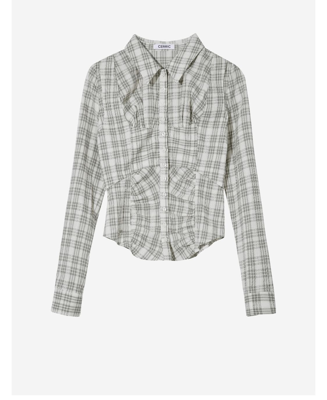 cerric check bustier shirt, beige  상품이미지2
