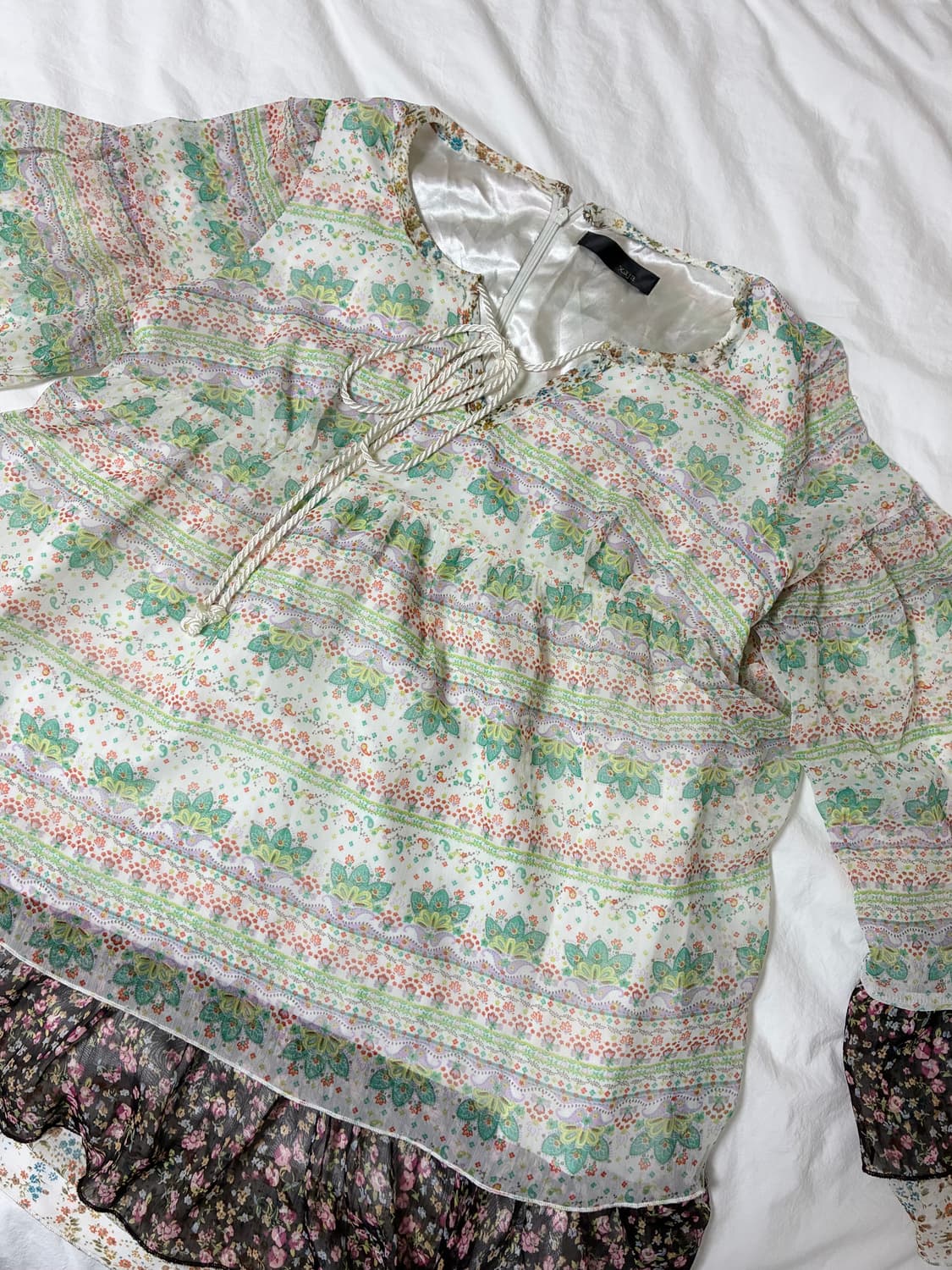 일본 빈티지 xaja 보헤미안 모리룩 에스닉 패턴 블라우스 원피스 상품이미지4