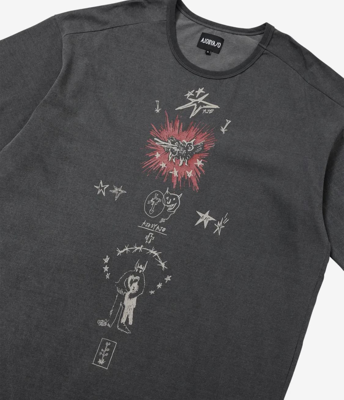 아조바이아조 Blessing Doodle T-shirt 챠콜 상품이미지5
