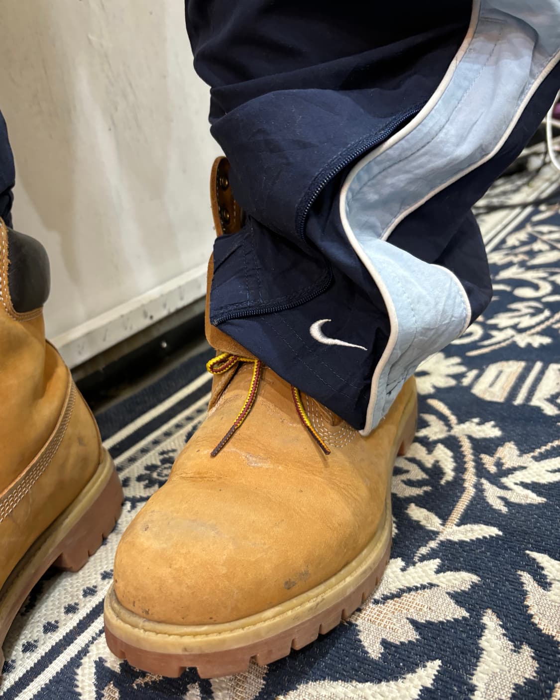 90s NIKE 네이비 & 아이보리 나일론 트랙 팬츠 상품이미지3