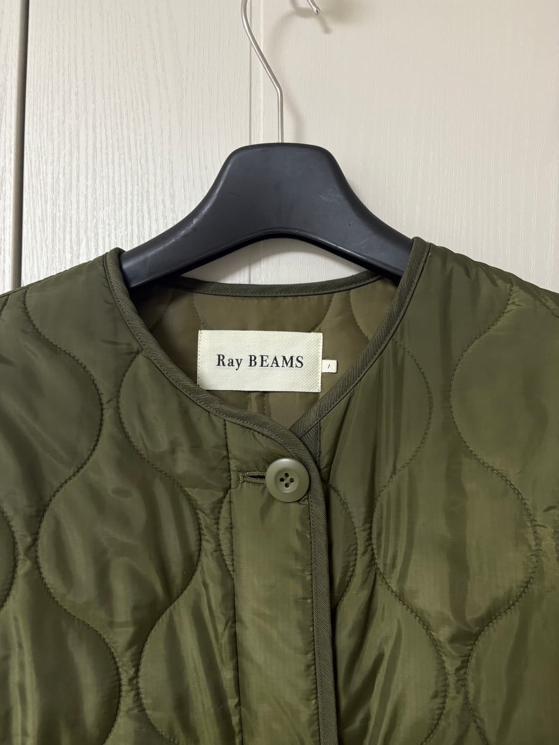 레이 빔즈 퀼팅 노카라 자켓 상품이미지3