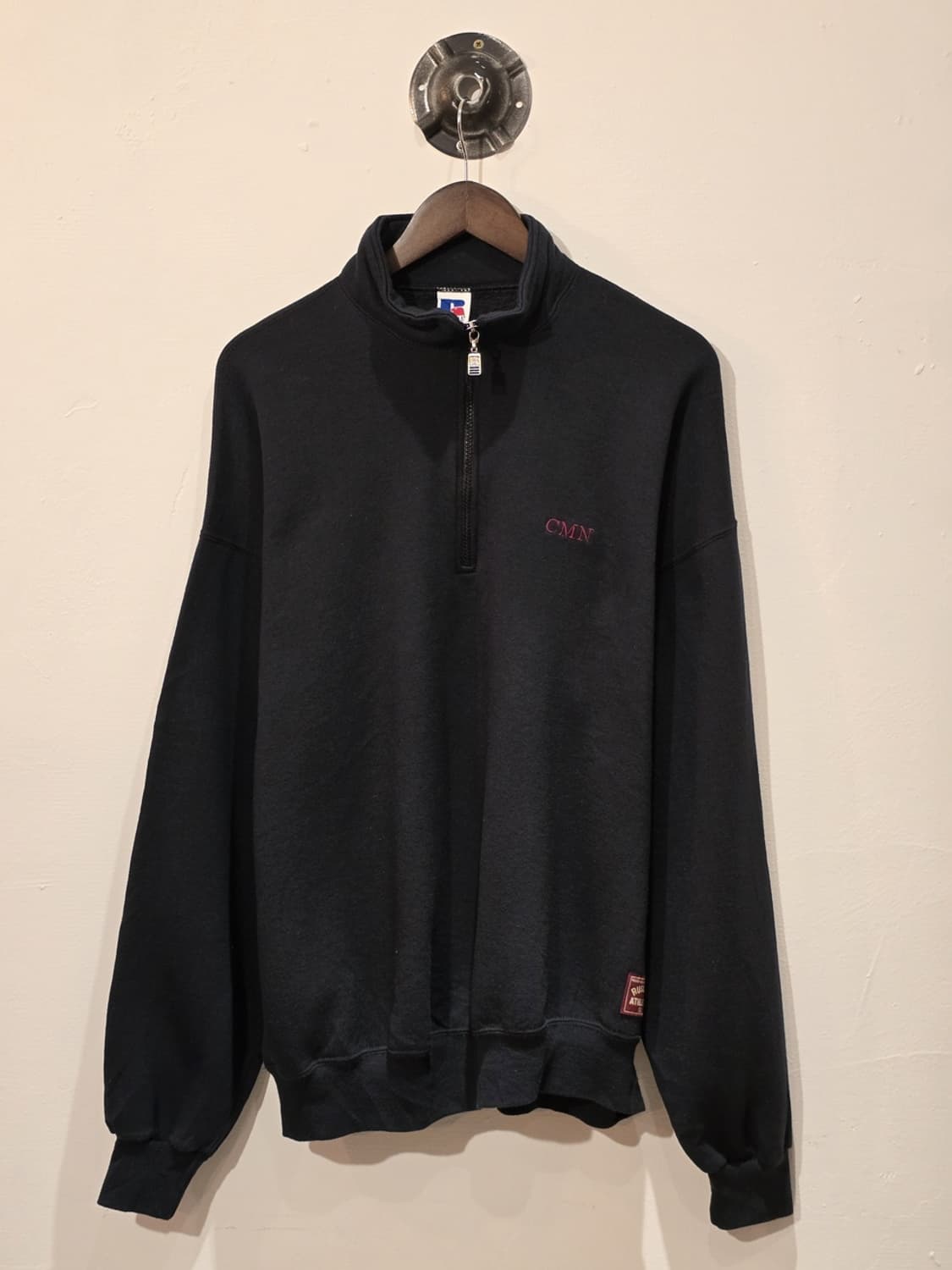 90s RUSSELL Black 쿼터집업/made in U.S.A 상품이미지1