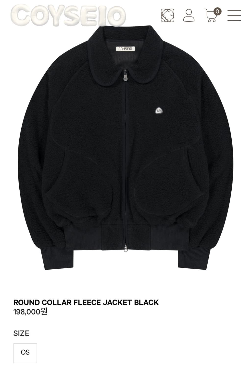 코이세이오 라운드 카라 플리스 자켓 블랙 상품이미지1