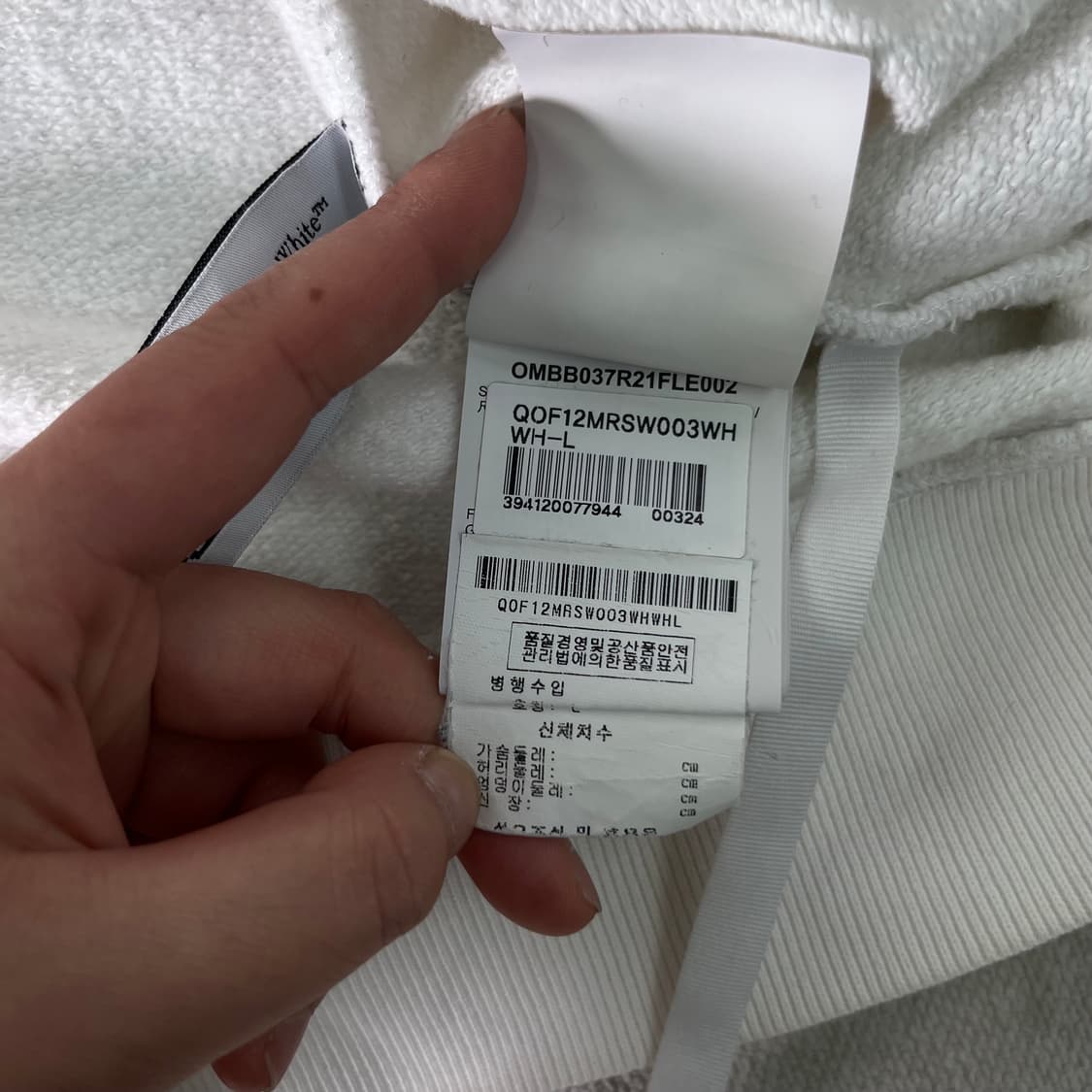 105 오프화이트 카라비지오 프린트 화이트 후드티 상품이미지10