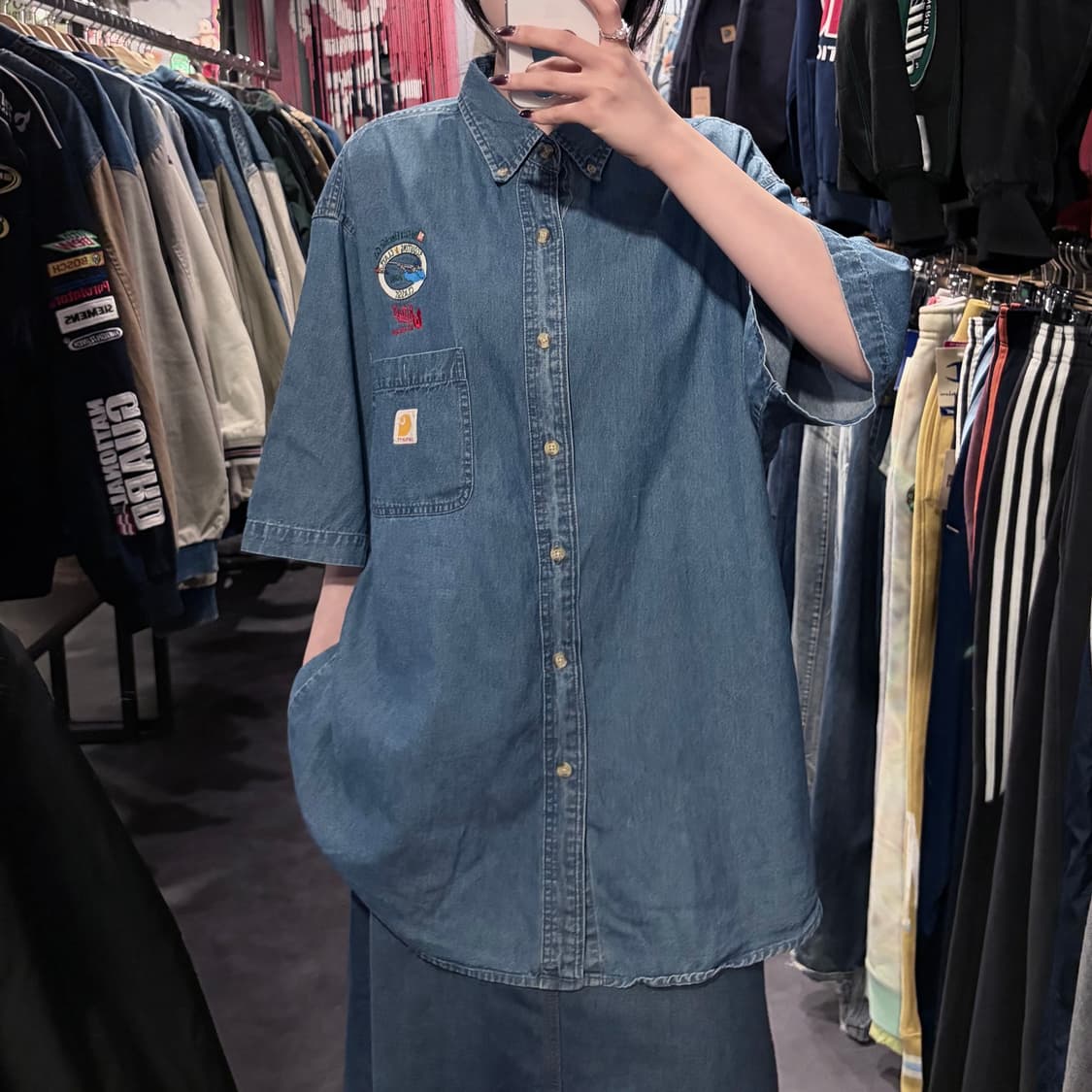 [IM] Carhartt 칼하트 데님 반팔 셔츠 중청 상품이미지1