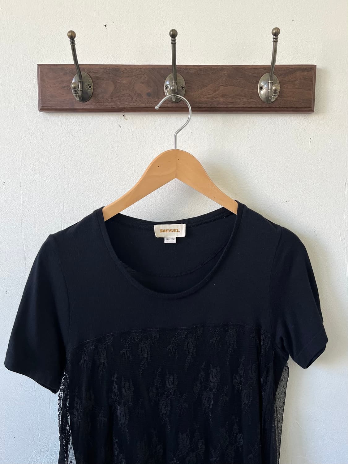 DIESEL 블랙 시스루 레이어드 탑 상품이미지2