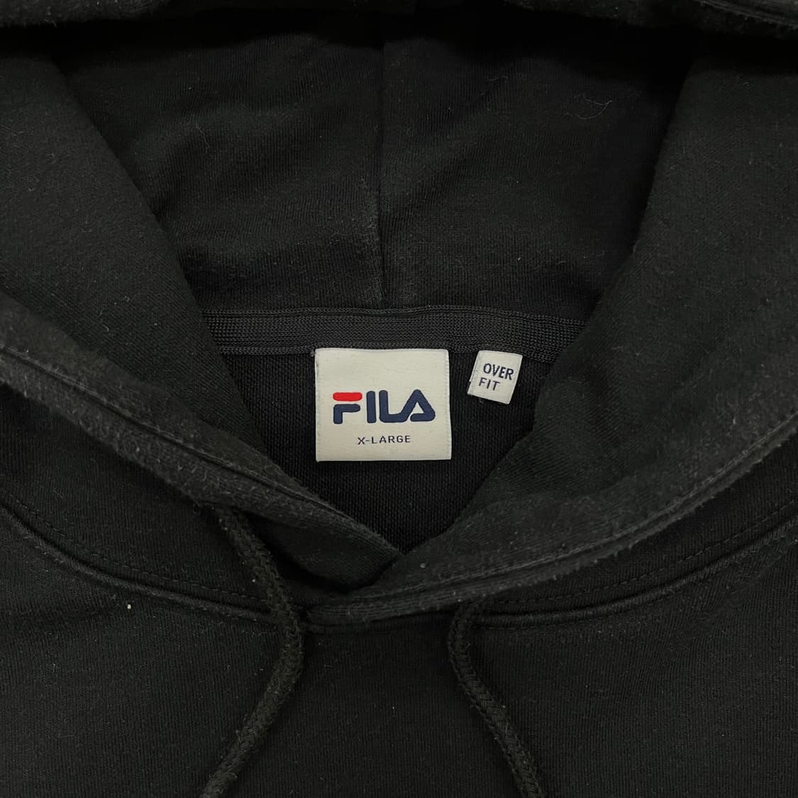 [XL] 휠라 공용 로고레이어드 오버핏 후드티 블랙 3958 상품이미지4