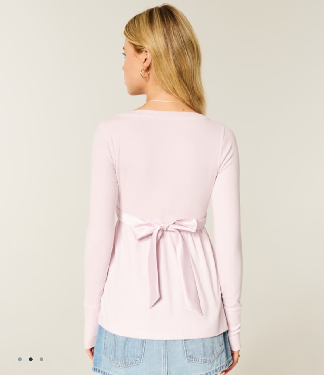 홀리스터 베이비돌 롱슬리브 연핑크 딸기우유 리본 히메갸루 발레코어 상품이미지2