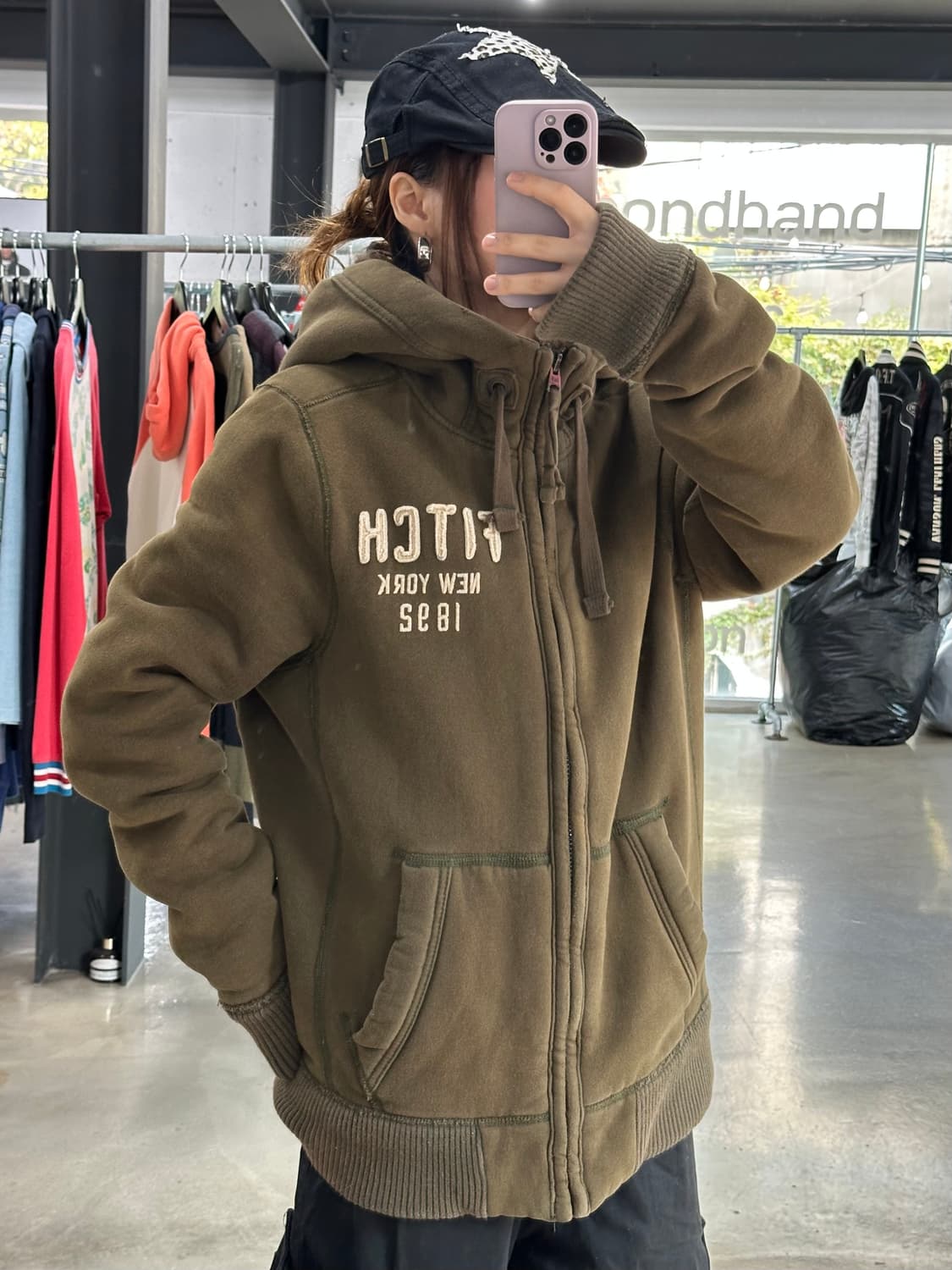 아베크롬비 양털울프죠 후드자켓 카키브라운 상품이미지3