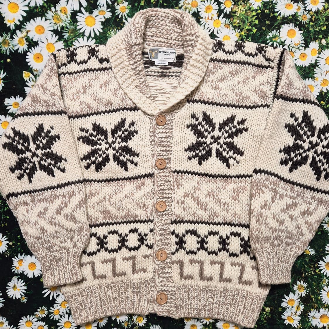 SEVEN ISLANDS 눈꽃 패턴 코위찬 가디건 성인M 상품이미지2