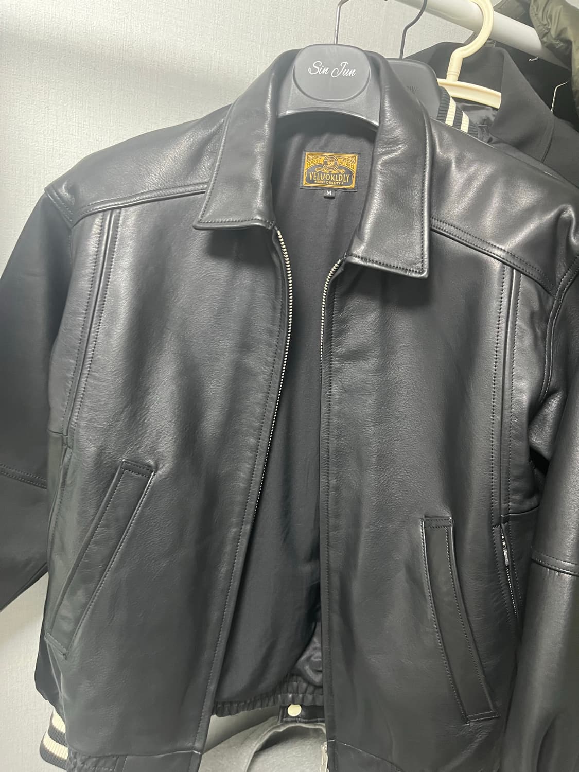 veluokldly 풀그레인 베지터블 소가죽 블루종  상품이미지1