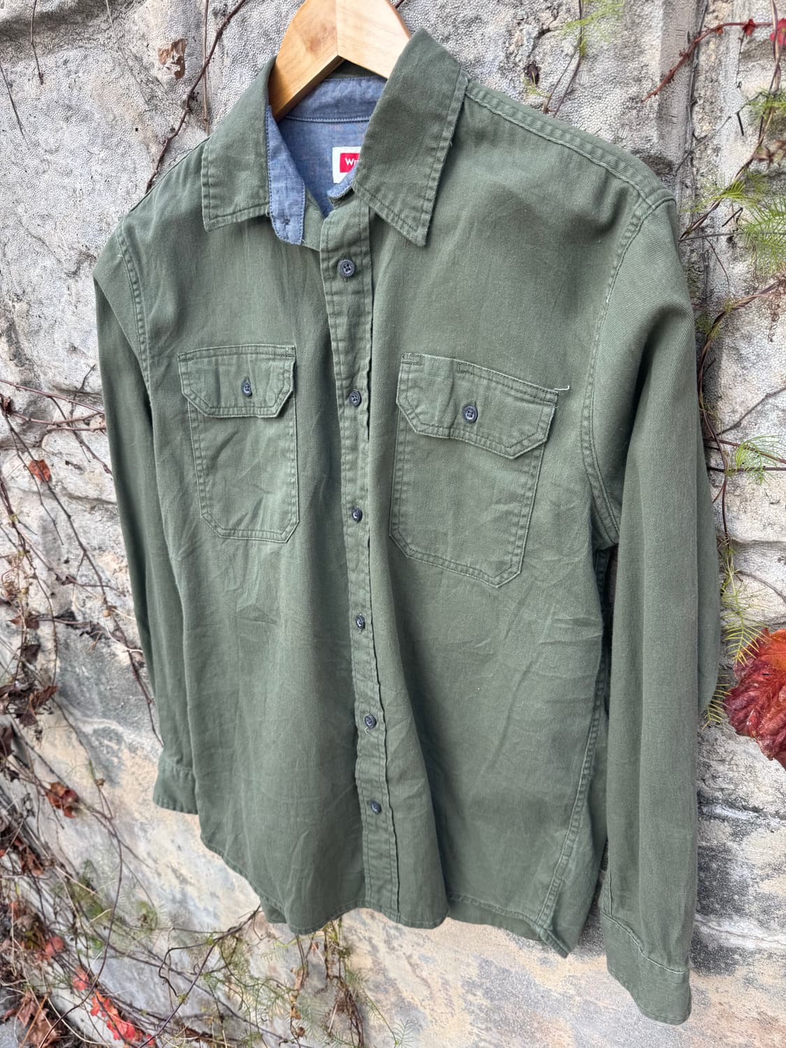랭글러 빈티지 투포켓 워크 셔츠 카키 s 상품이미지2