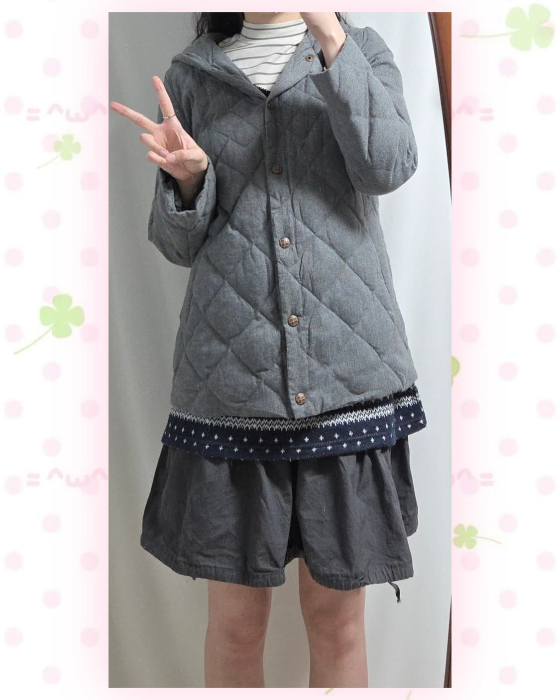 그레이 메론빵단추 도쿄걸 패딩 상품이미지1