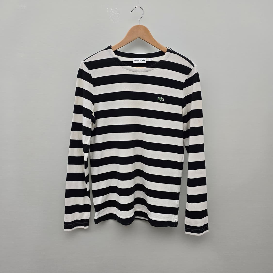 라코스테 스트라이프 긴팔 티셔츠 블랙/화이트 상품이미지1