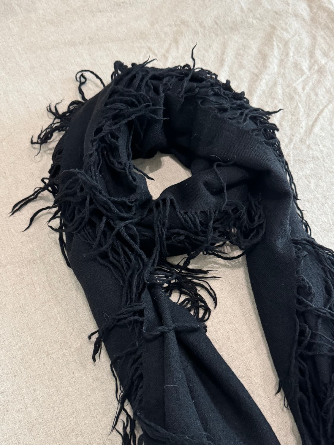 요지야마모토 울 프린지 머플러 상품이미지2