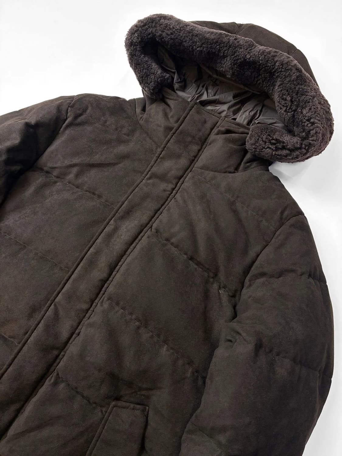 맨온더분 구스다운 양털 후드 롱 패딩 PN5435 상품이미지3