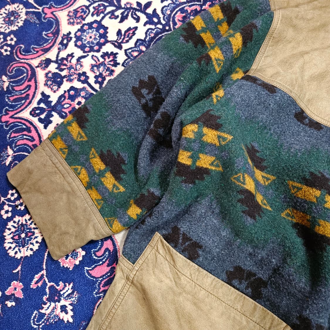 미스티하버(Mysti Harbor) 빈티지 가죽 노르딕 블럭 점퍼  상품이미지5