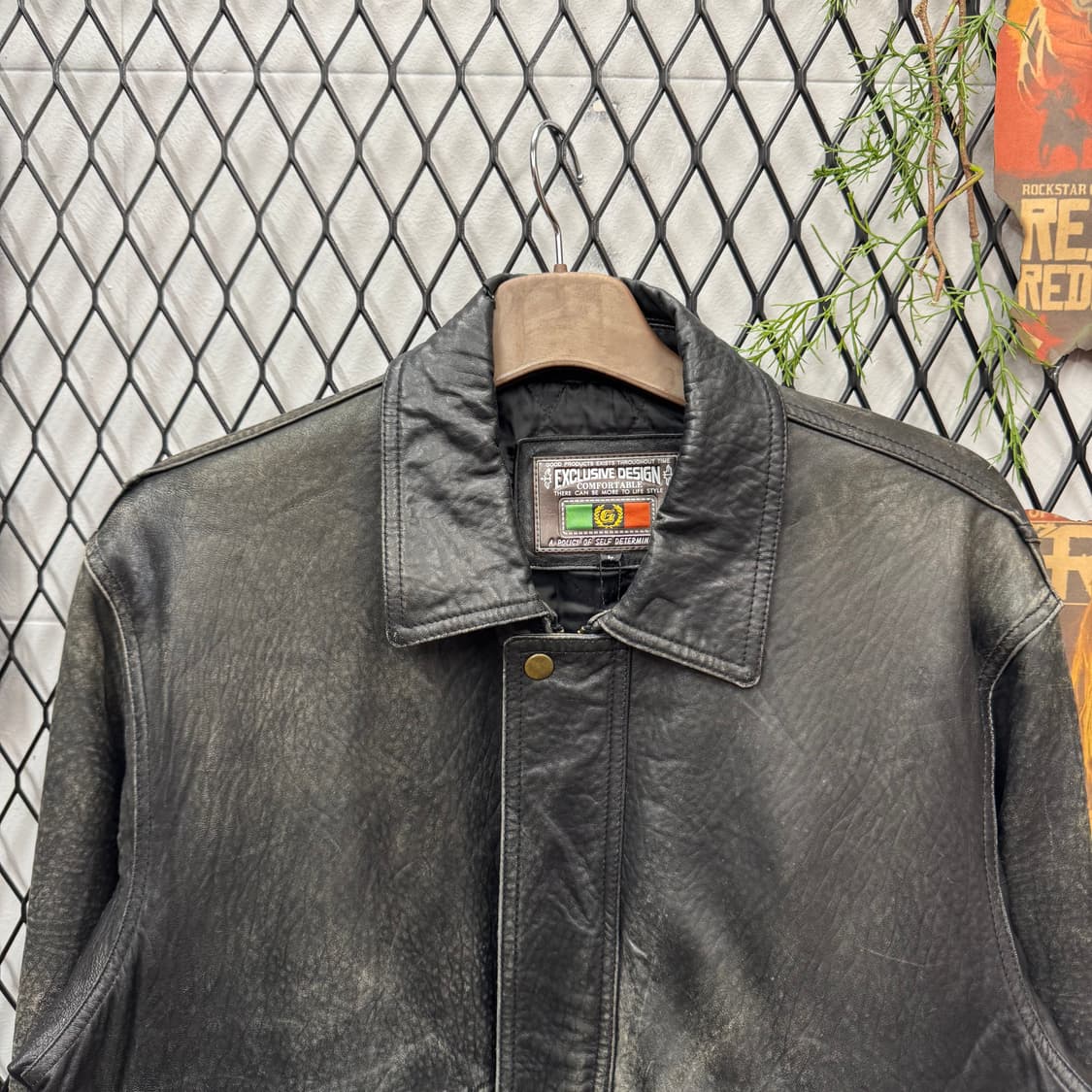 빈티지 양가죽 클래식 블루종 레더 자켓 투포켓 디테일 블랙 상품이미지3