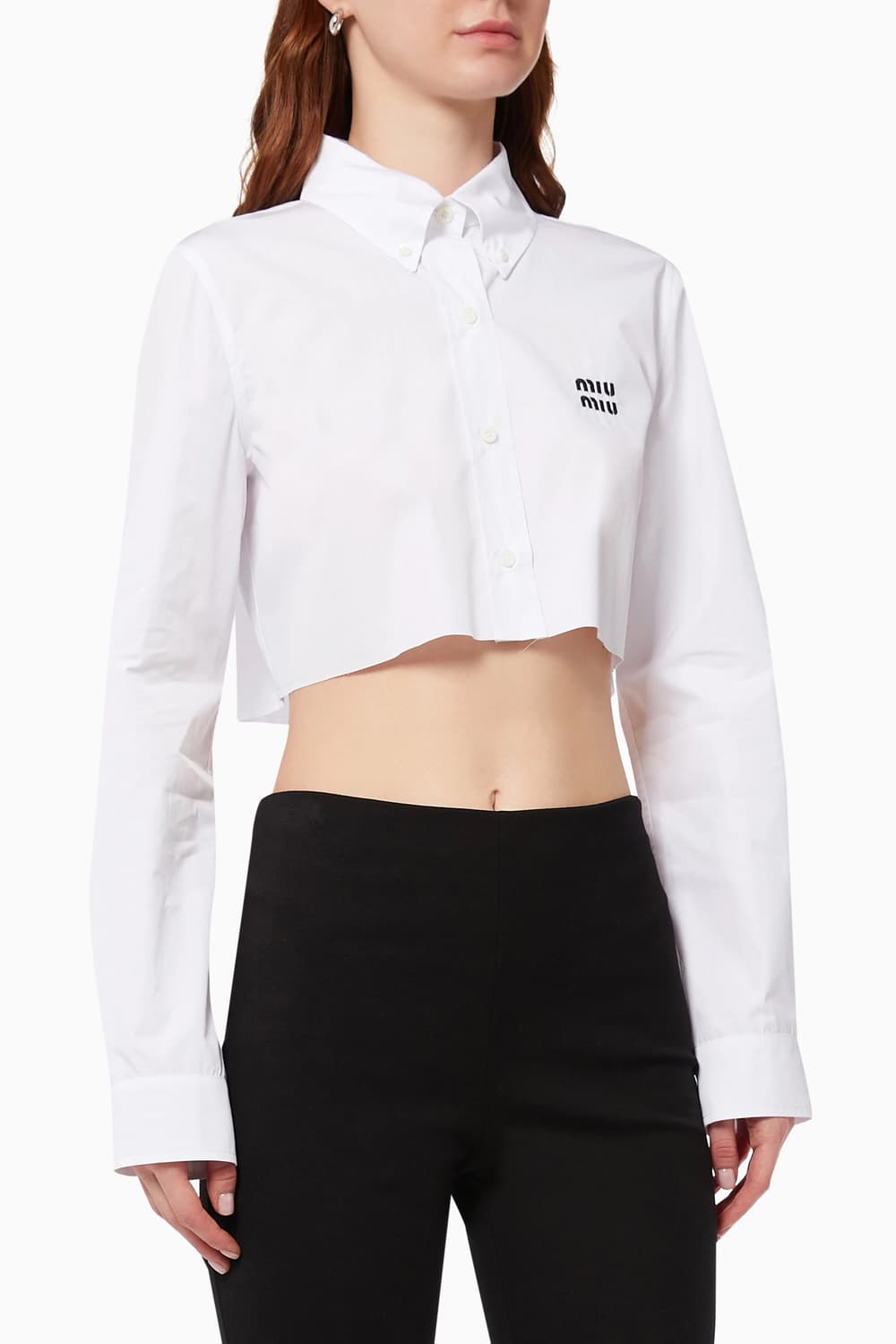 (~2/5, 유튜버 hazi 착용) 미우미우 포플린 크롭 셔츠 38 상품이미지1