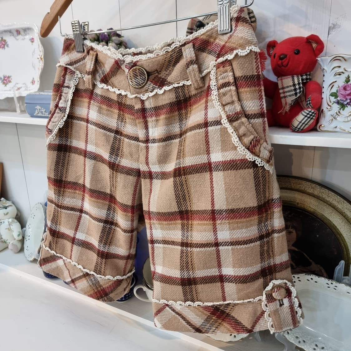 LIZ LISA 리즈리사 체크 레이스 미들팬츠 상품이미지2