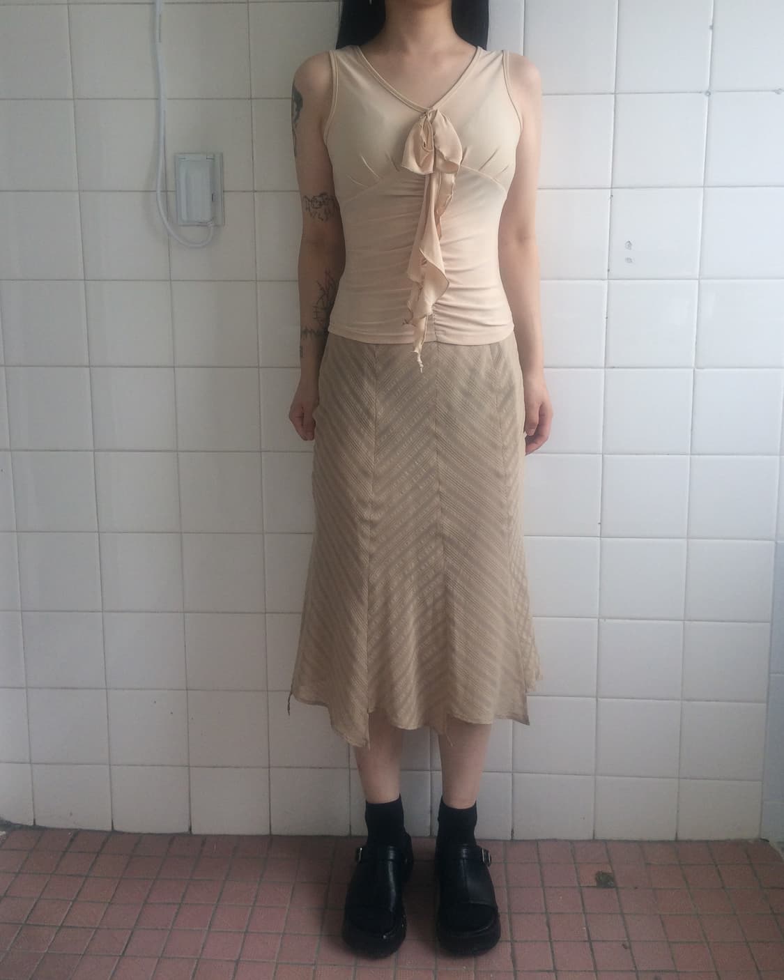Shirring ruffle point sleeveless 상품이미지6