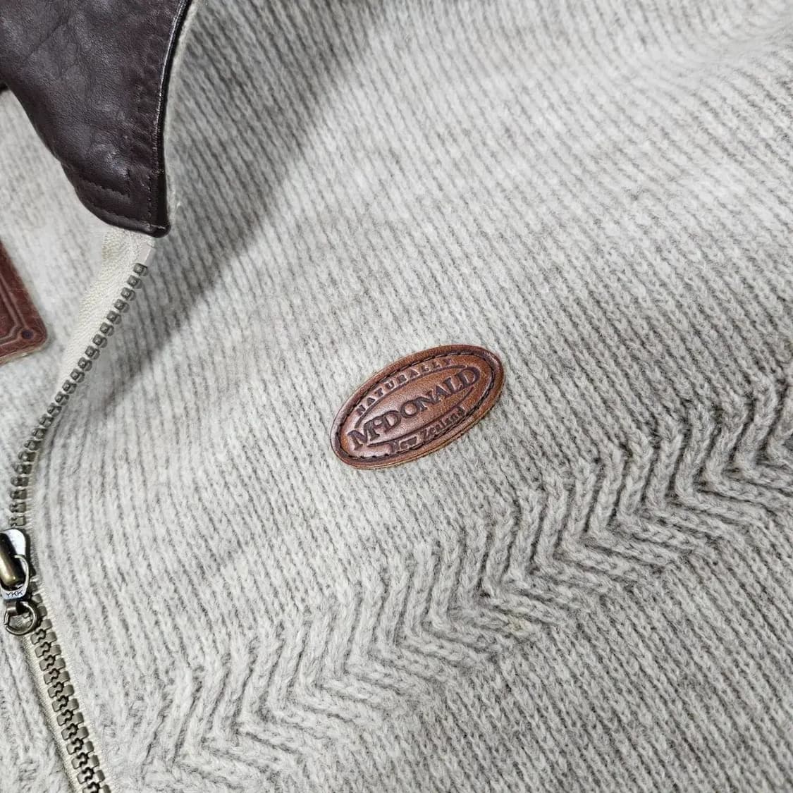 McDONALD in 뉴질랜드 레더 카라넥 울 집업 니트 가디건 상품이미지4