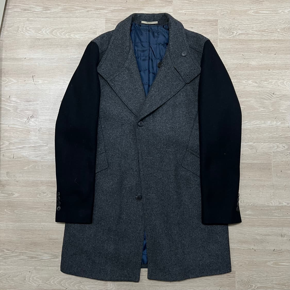 트루젠 모직 배색 하이넥 싱글코트 [그레이] XL/105 상품이미지1