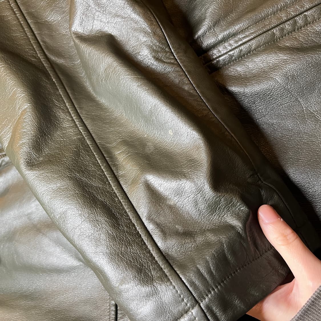 빈티지 가죽 자켓 카키그레이 상품이미지10